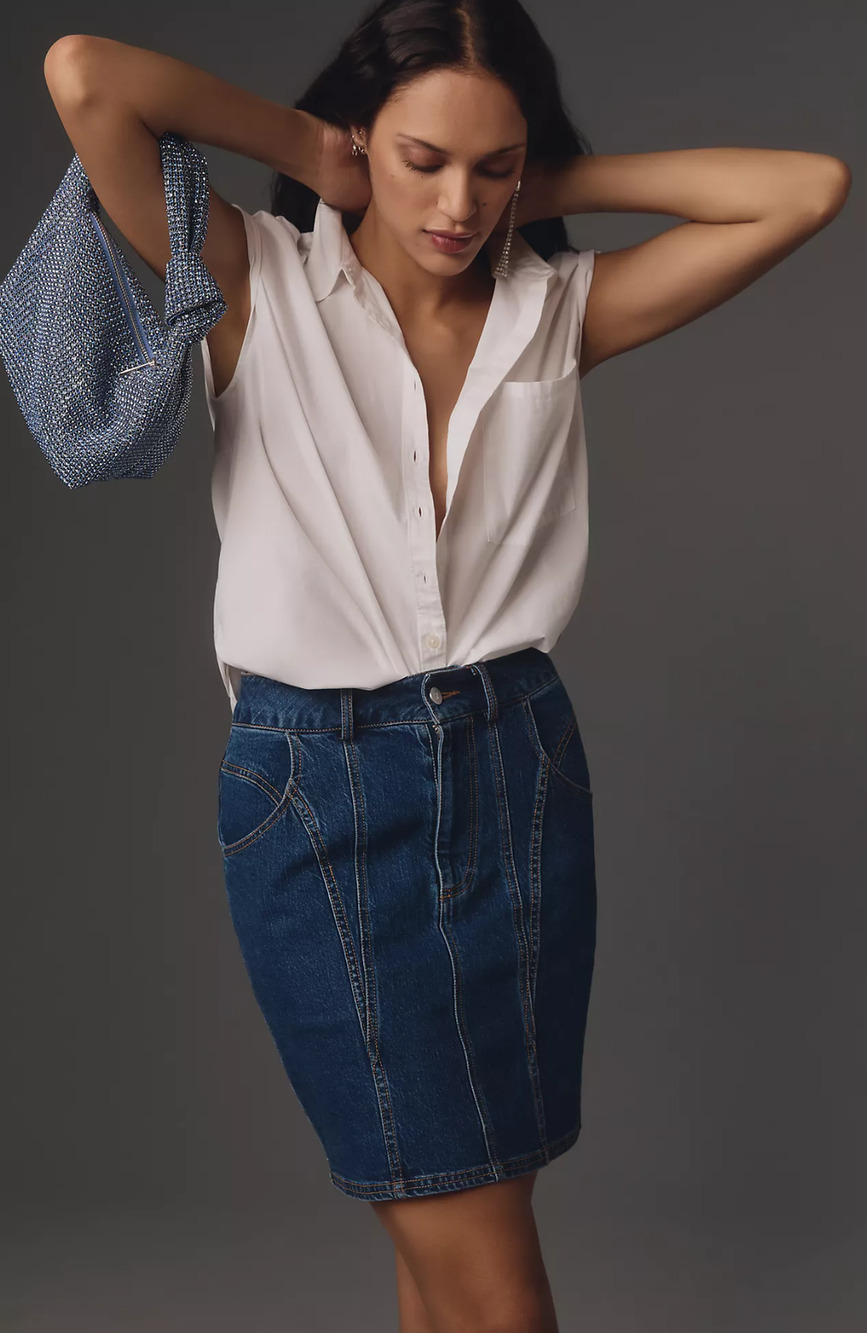 NWT Anthropologie Pilcro Seamed Denim Pencil Skirt - Size 10